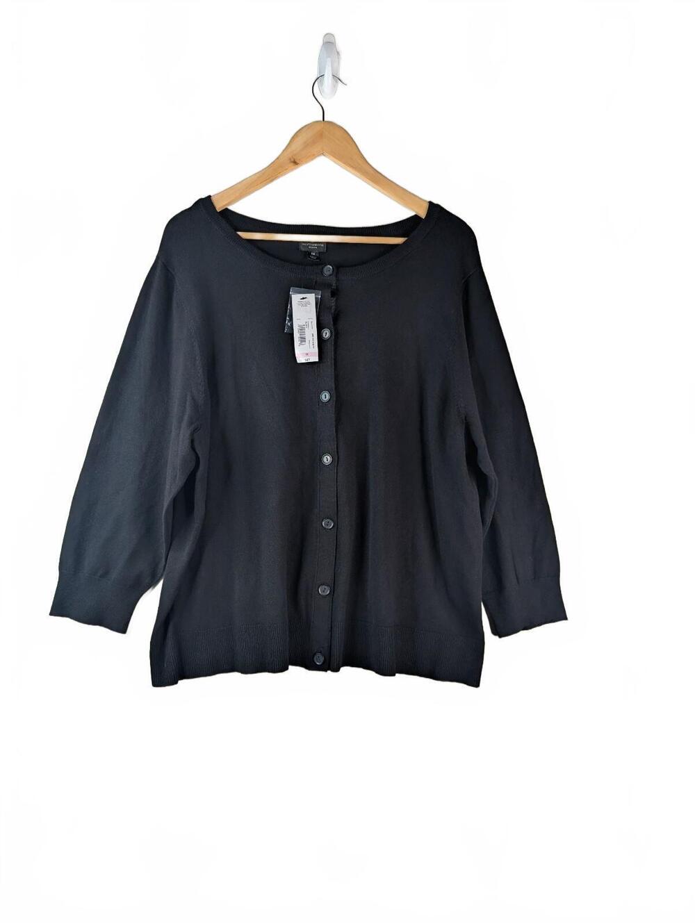 NWT Worthington Women's Black Button-Down Knit Cardigan Sweater Size 1X